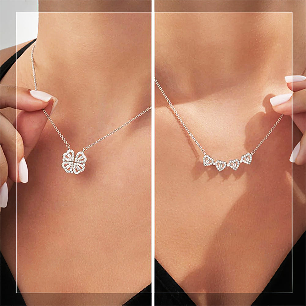Clover Hearts Necklace – Symbol of Love, Luck & Protection