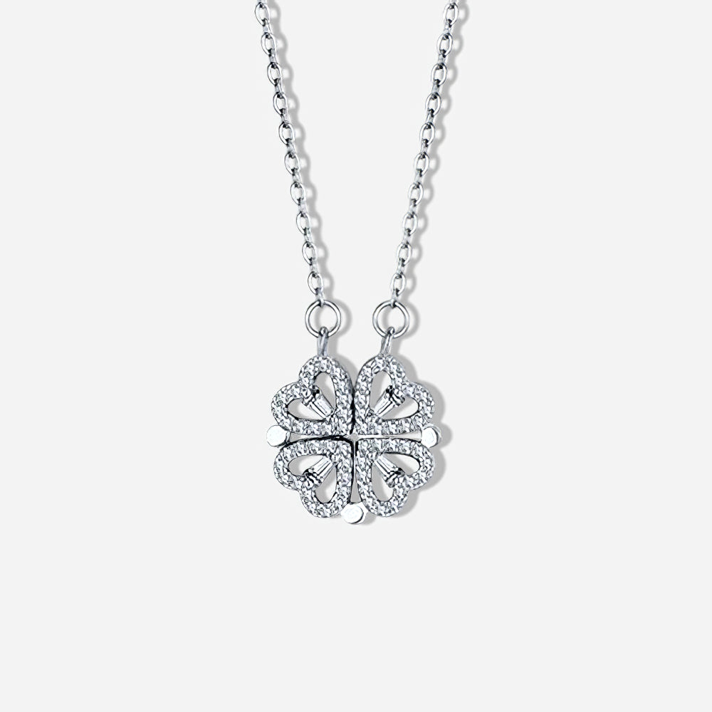 Clover Hearts Necklace – Symbol of Love, Luck & Protection