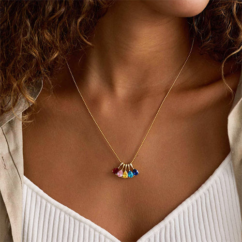 Custom Gemstone Necklace with Birthstones – Minimal & Meaningful