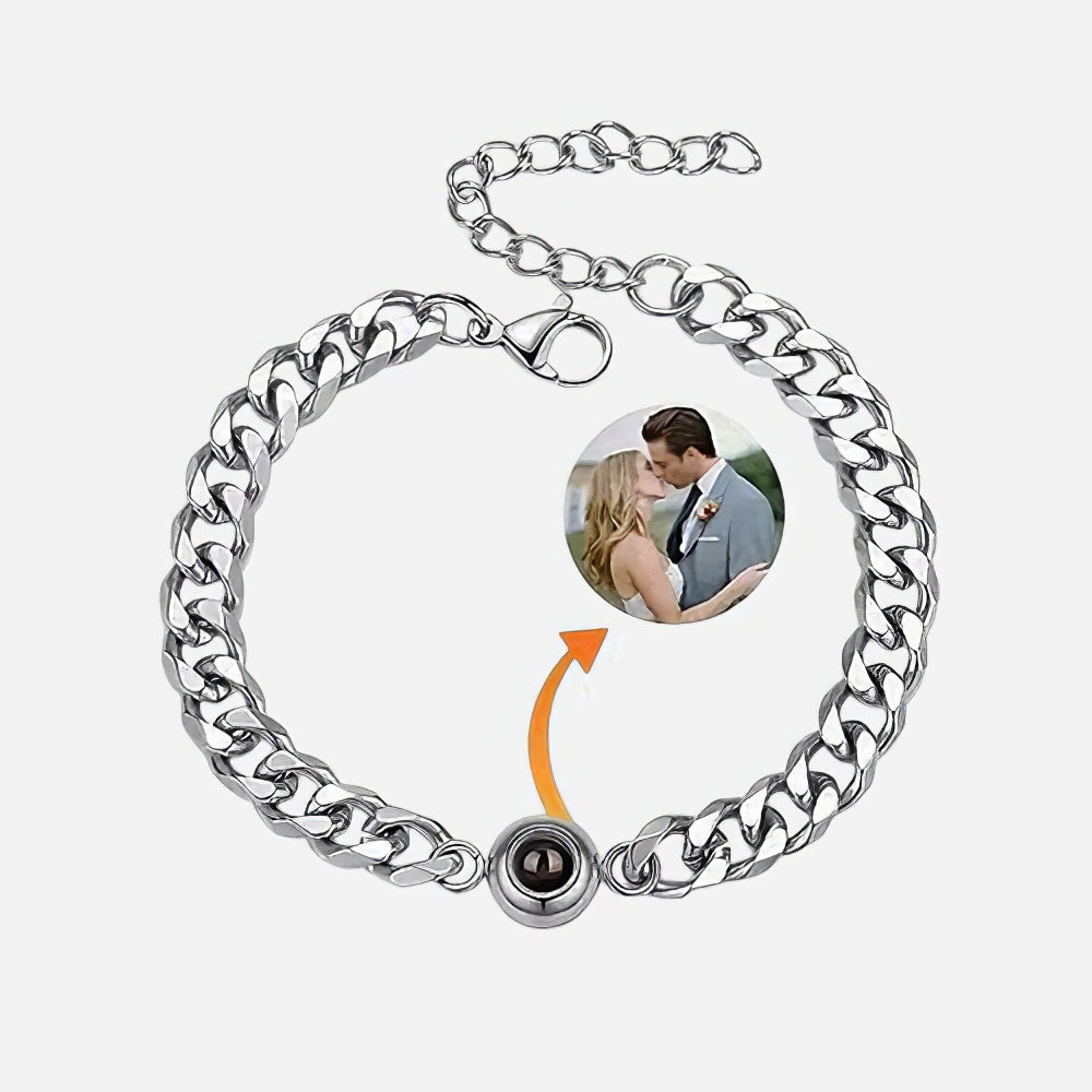 Custom Photo Projection Bracelet for Men – Memorial Gift for Dad