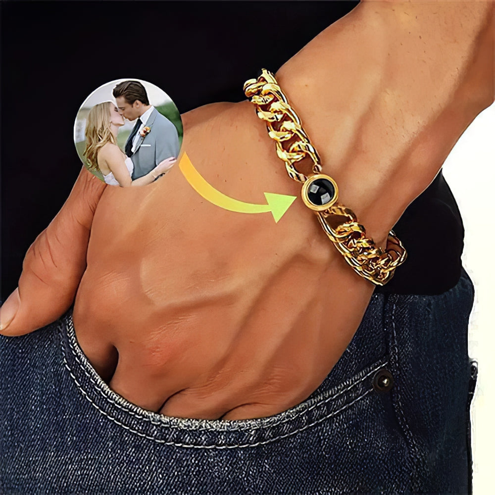 Custom Photo Projection Bracelet for Men – Memorial Gift for Dad