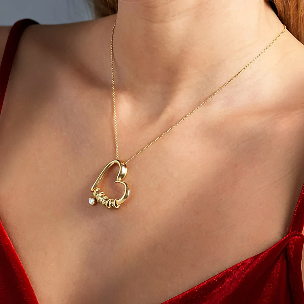 Custom Engraved Heart Necklace – Personalized Names for Mom or Best Friend