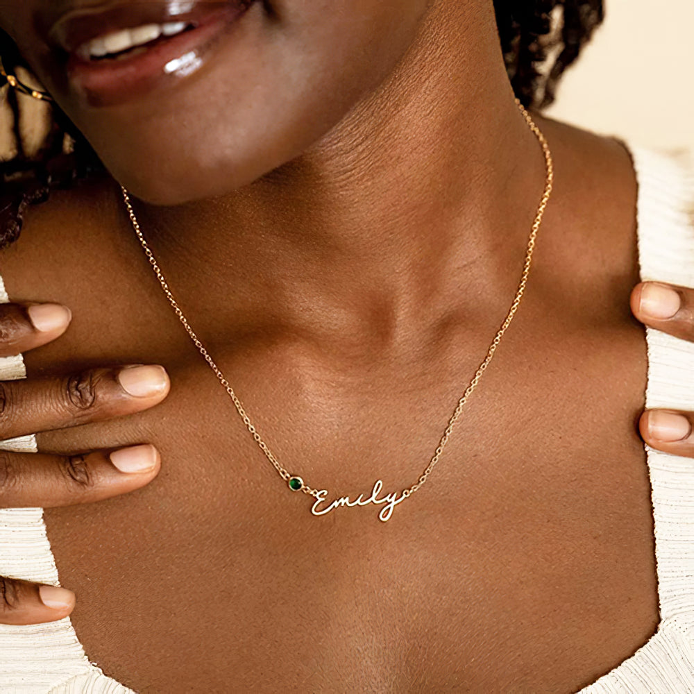 Handcrafted Gift for Her - Custom Name & Birthstone Necklace