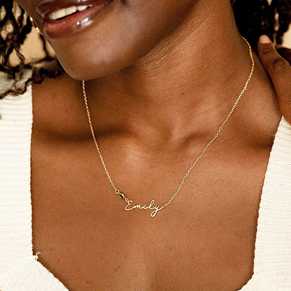 Handcrafted Gift for Her - Custom Name & Birthstone Necklace