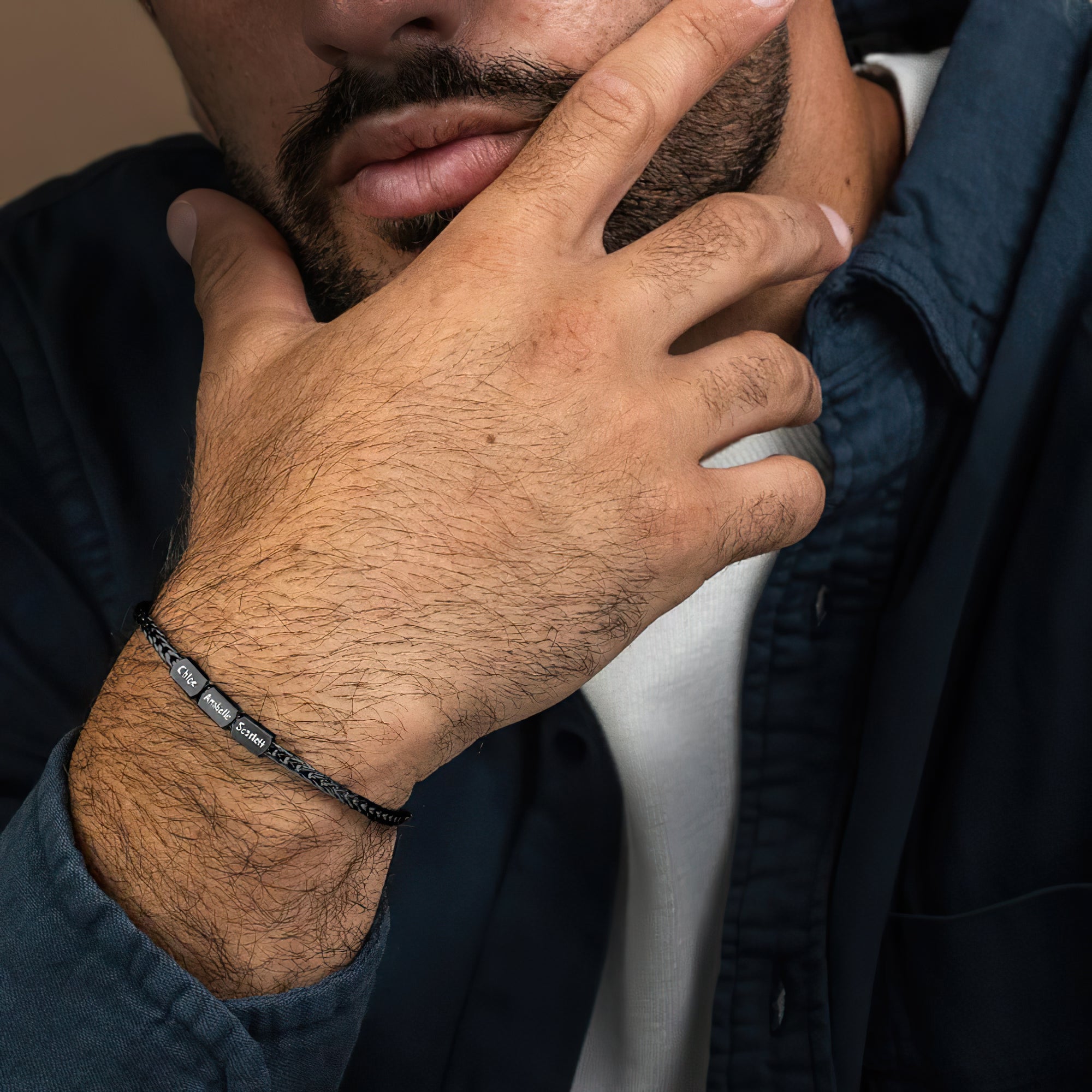 Men’s Personalized Engraving Bracelet – Stainless Steel Custom Plate