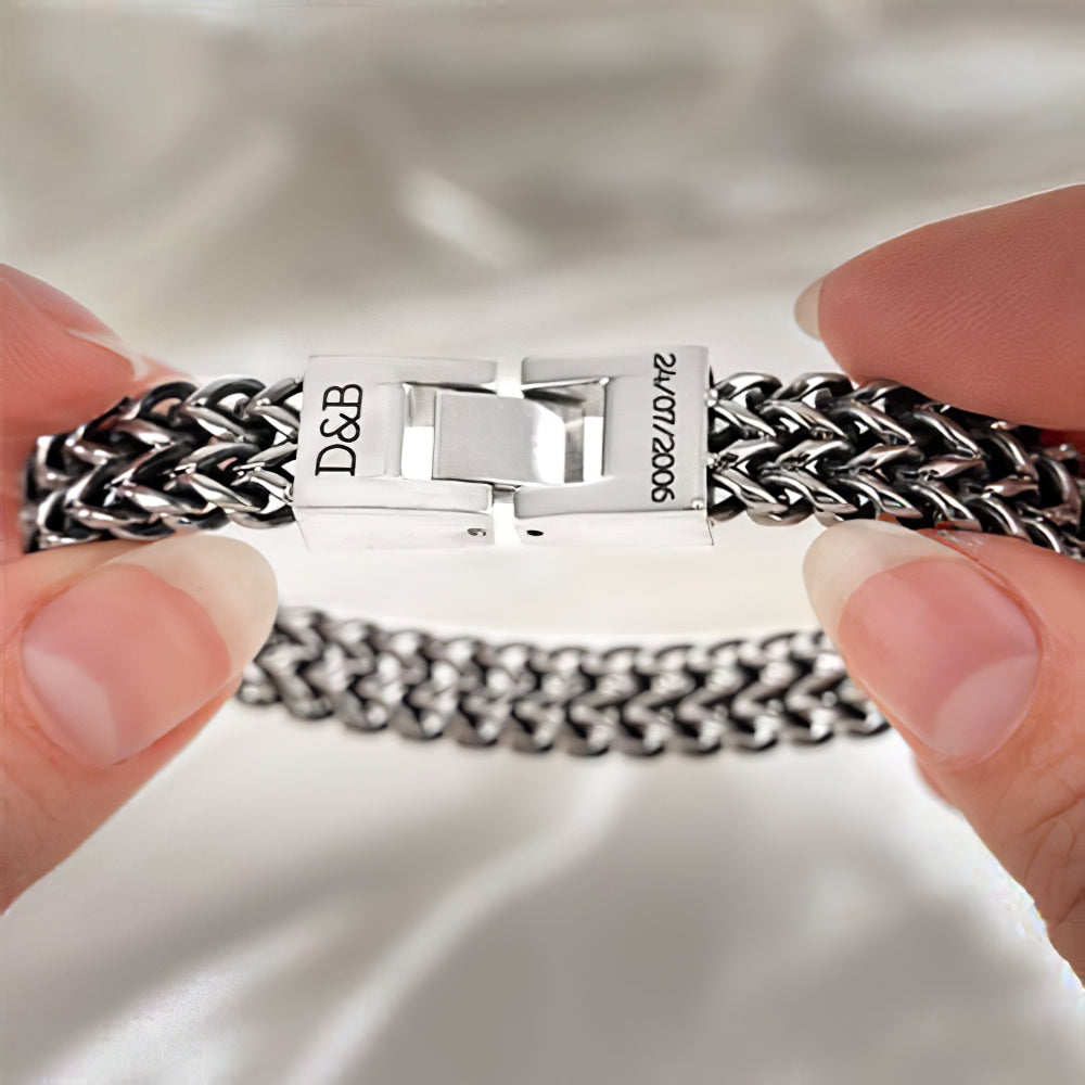 Men’s Personalized Stainless Steel Bracelet – Custom Engraving Gift