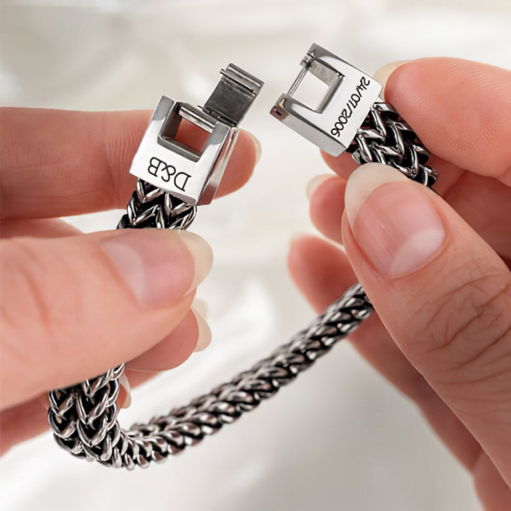 Men’s Personalized Stainless Steel Bracelet – Custom Engraving Gift