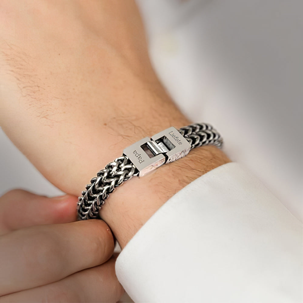 Men’s Personalized Stainless Steel Bracelet – Custom Engraving Gift