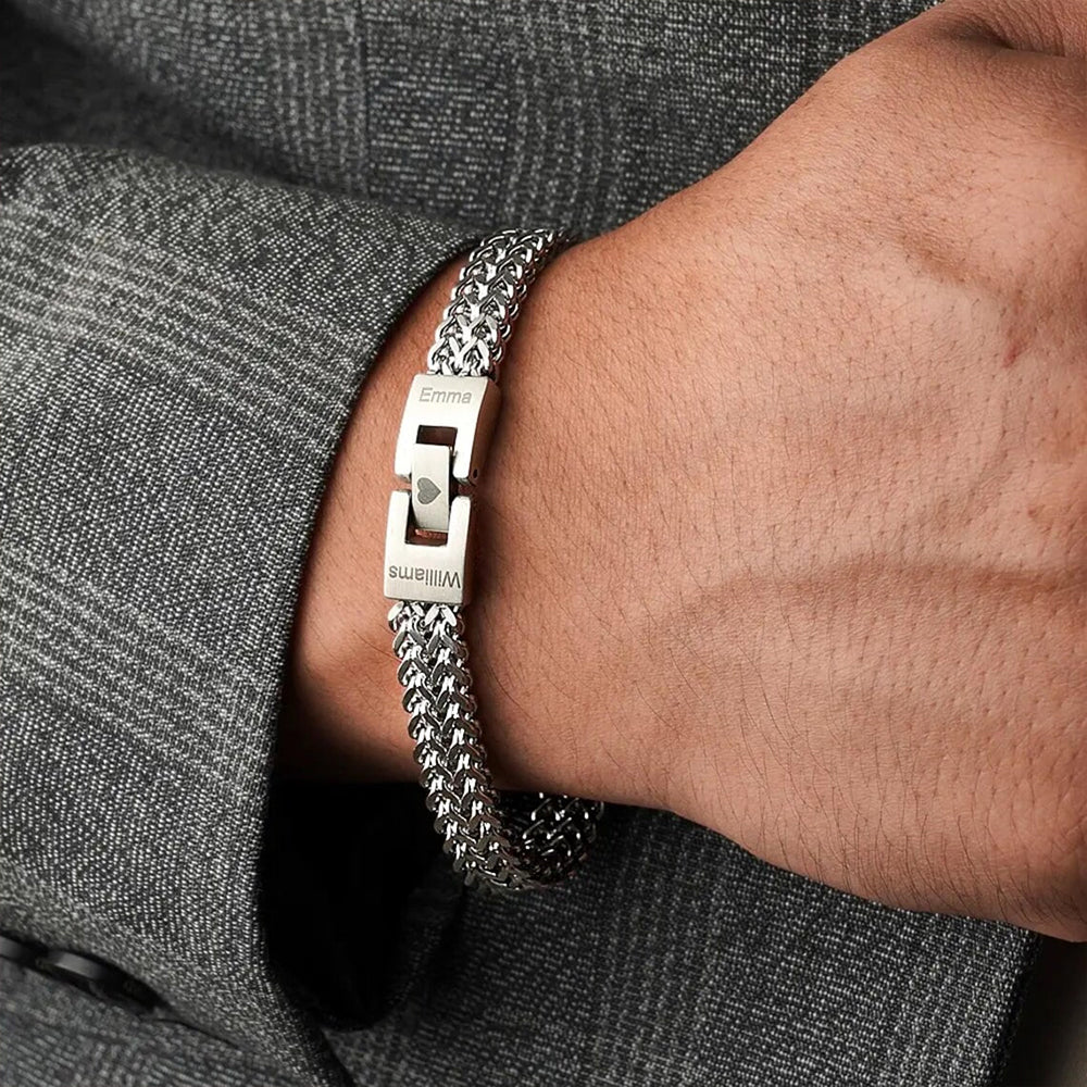 Men’s Personalized Stainless Steel Bracelet – Custom Engraving Gift