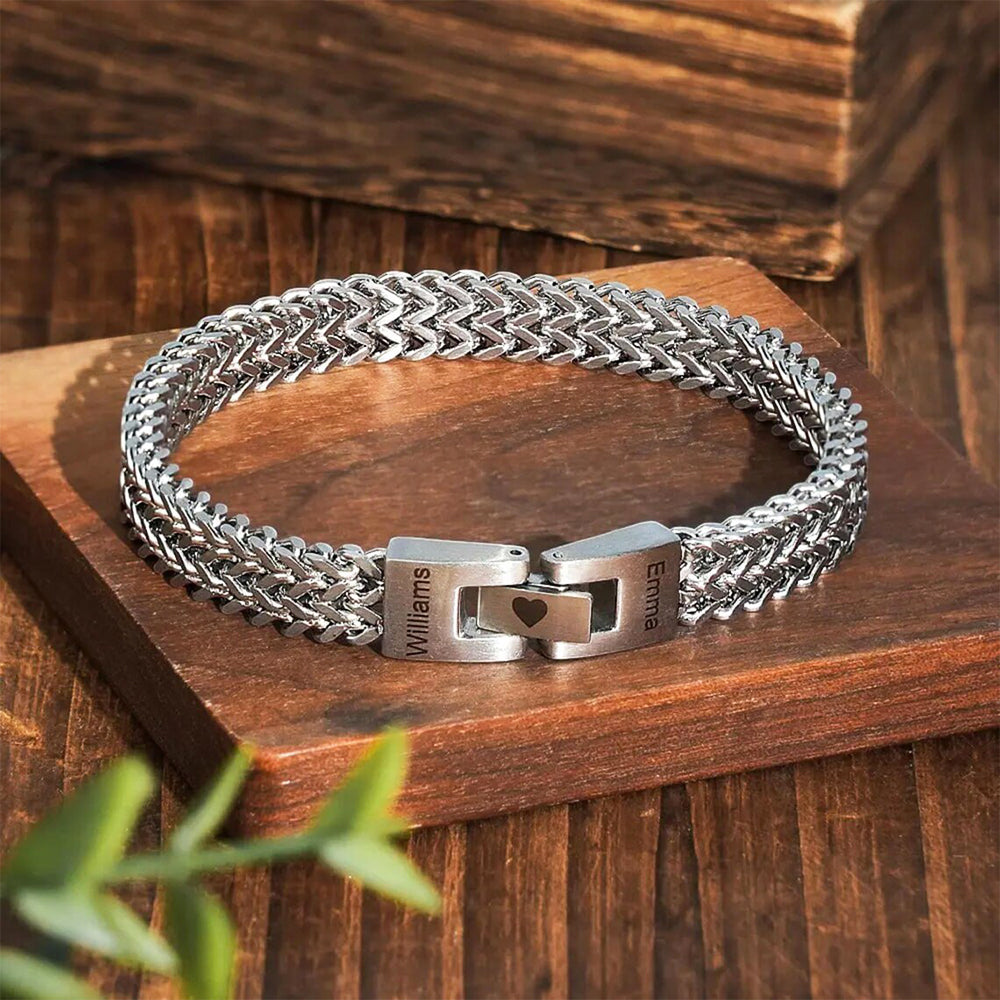 Men’s Personalized Stainless Steel Bracelet – Custom Engraving Gift
