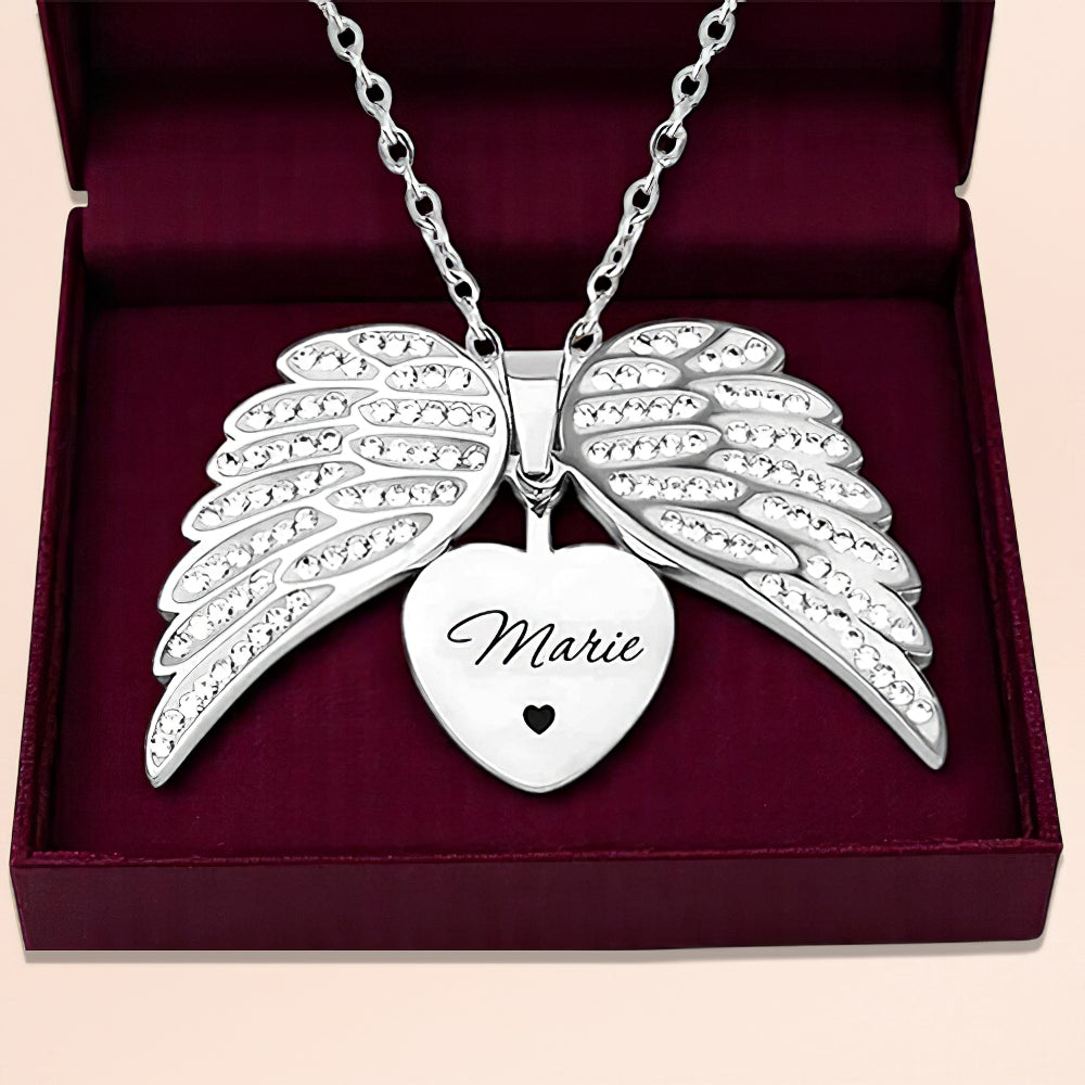 Personalized Angel Wings Necklace with Hidden Name