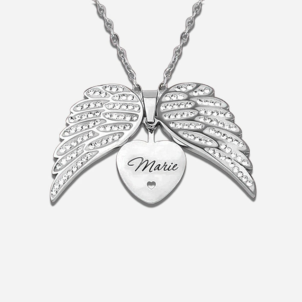 Personalized Angel Wings Necklace with Hidden Name