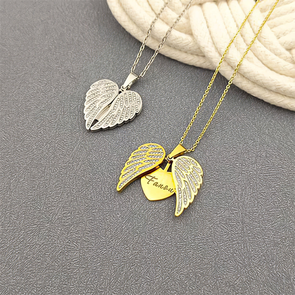 Personalized Angel Wings Necklace with Hidden Name