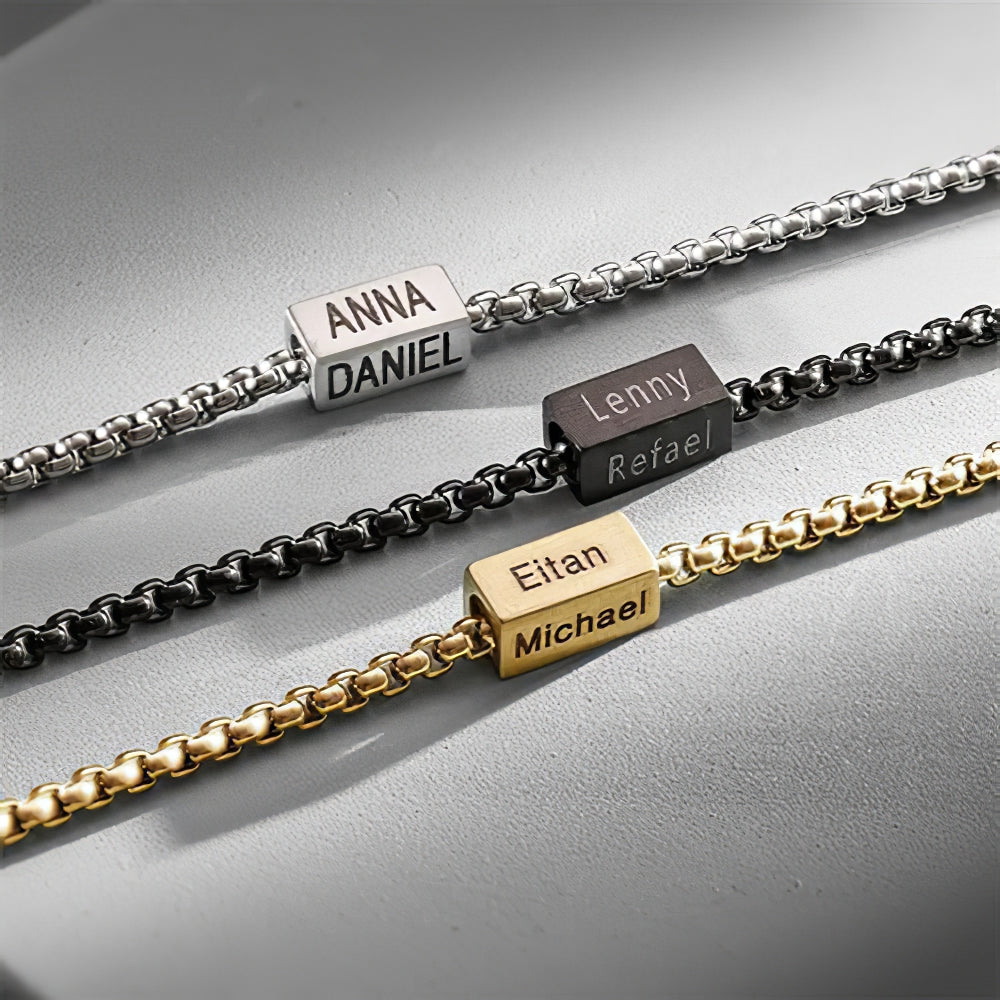 Personalized Dad Bar Bracelet – Custom Name Engraving for Dad, Mom, or Family