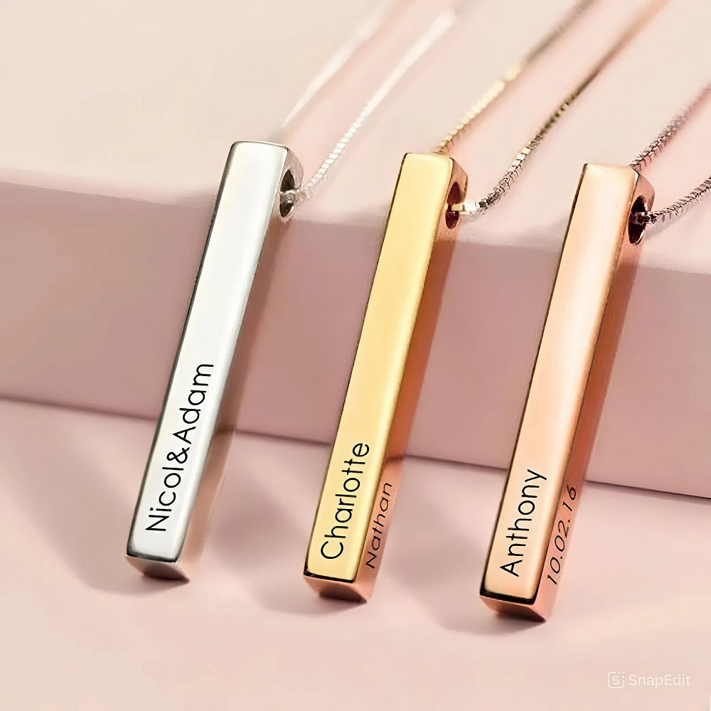 Personalized Bar Necklace – Custom Engraving for Names