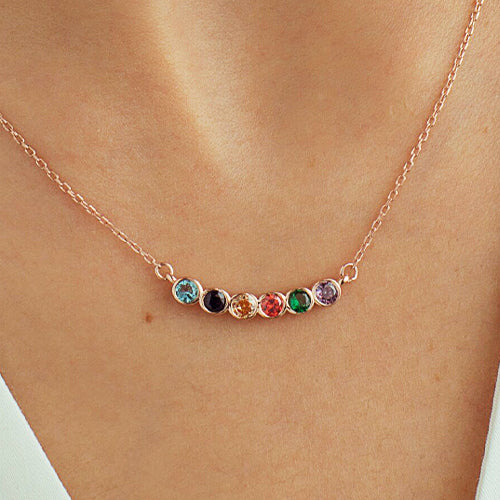 Personalized Birthstone Necklace – Custom Family Jewelry Gift