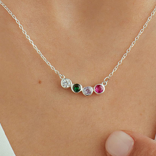 Personalized Birthstone Necklace – Custom Family Jewelry Gift