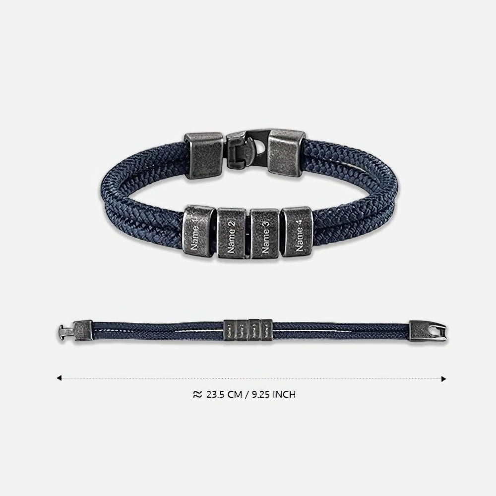 Personalized Braided Cord Bracelet – Custom Family Name Beads for Men