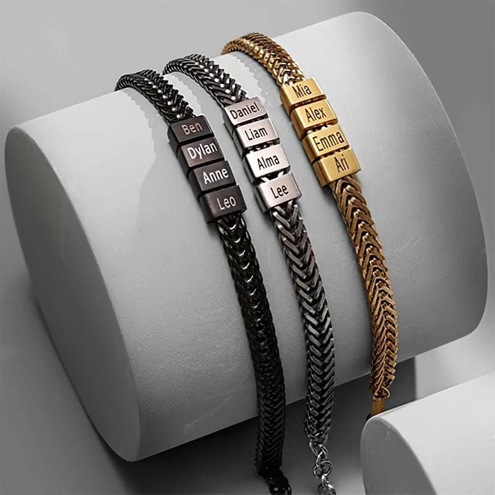 Personalized Bracelet – Custom Engraved Name Beads