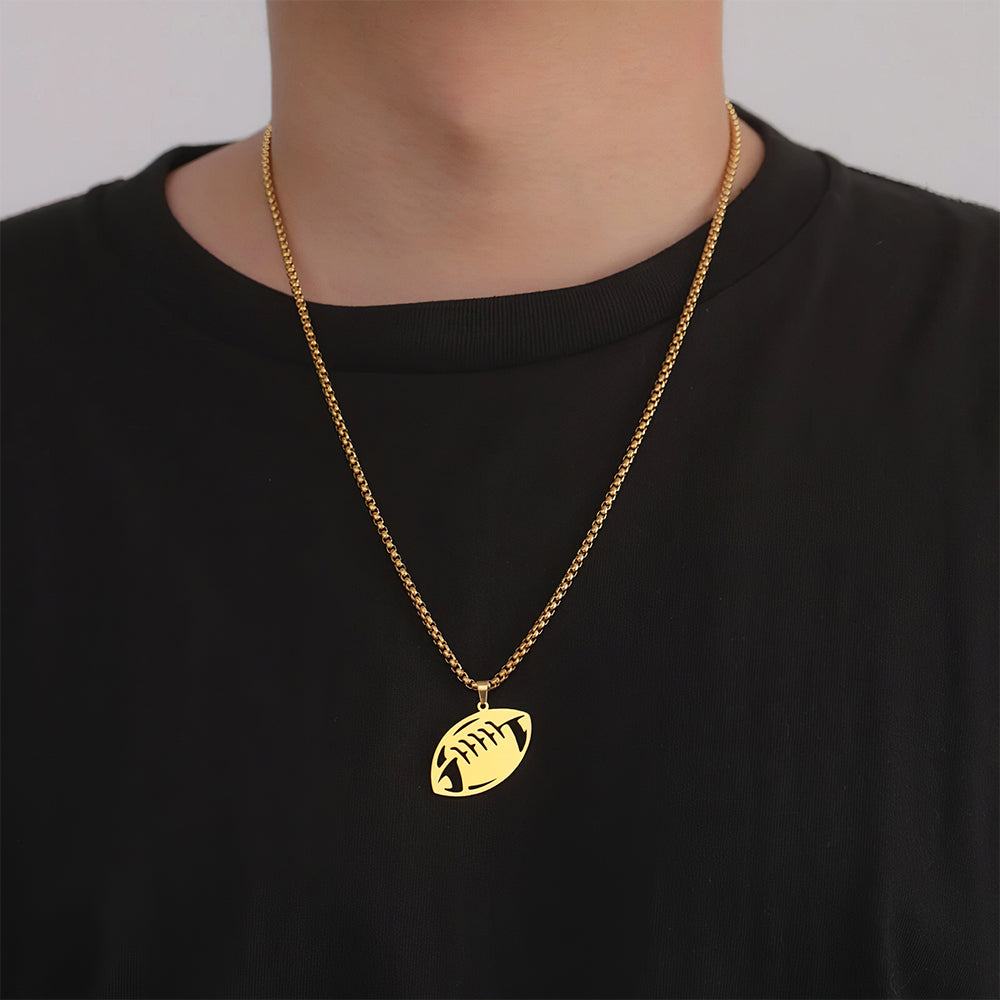 Rugby Pendant Necklace for Men – Stainless Steel