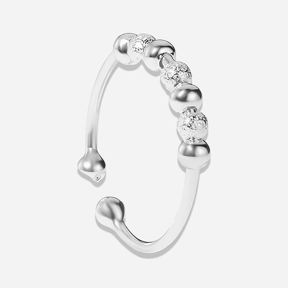 Sterling Silver Anti-Anxiety Spinner Ring – Stress Relief Bead Fidget Ring