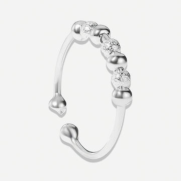 Sterling Silver Anti-Anxiety Spinner Ring – Stress Relief Bead Fidget Ring