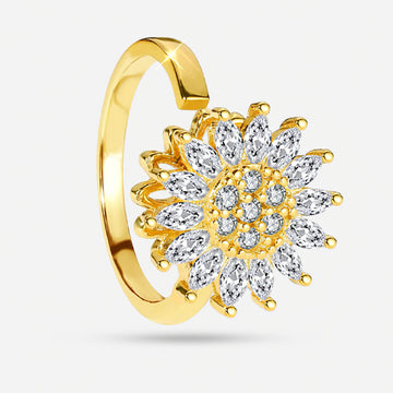 Sunflower Anti-Anxiety Fidget Ring – Elegant Spinner Ring for Calm & Focus