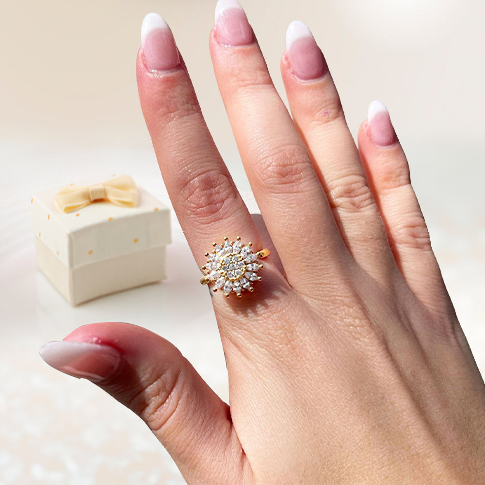 Sunflower Anti-Anxiety Fidget Ring – Elegant Spinner Ring for Calm & Focus