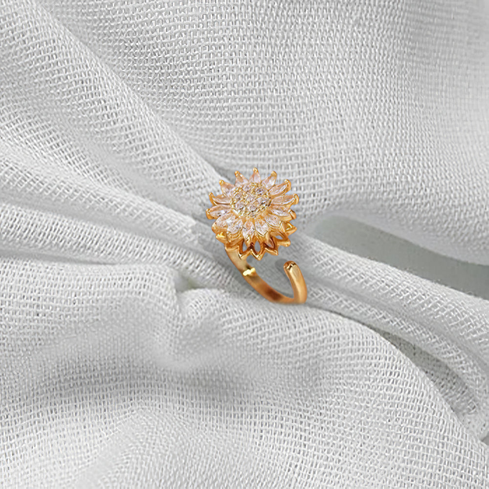Sunflower Anti-Anxiety Fidget Ring – Elegant Spinner Ring for Calm & Focus