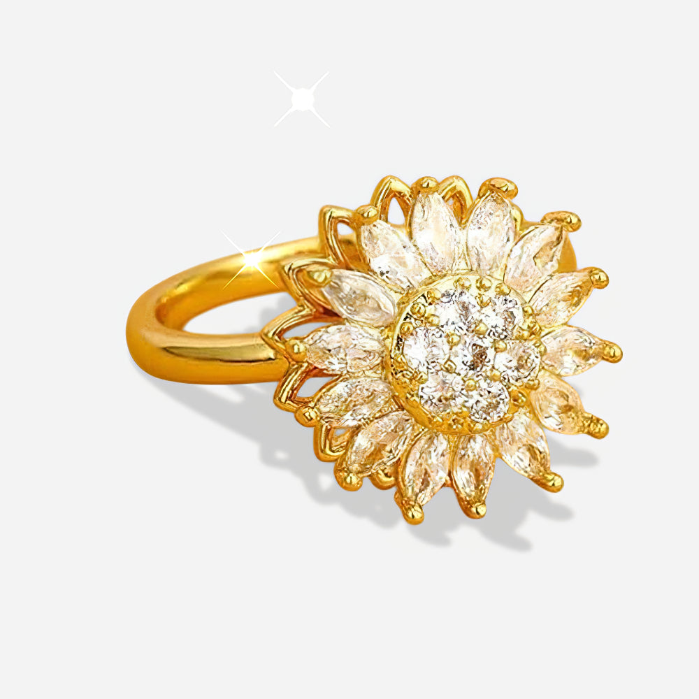 Sunflower Anti-Anxiety Fidget Ring – Elegant Spinner Ring for Calm & Focus