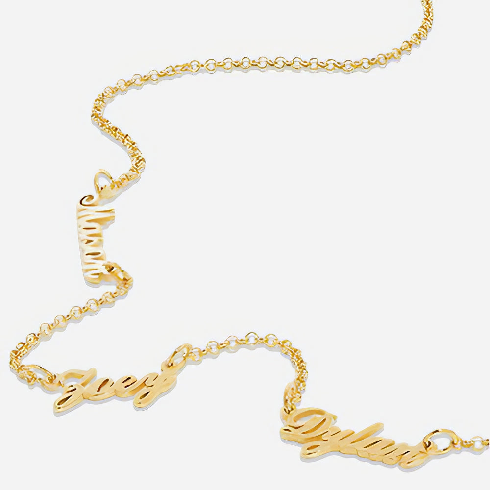 Triple Name Necklace – Personalized Custom Signature Necklace for Women