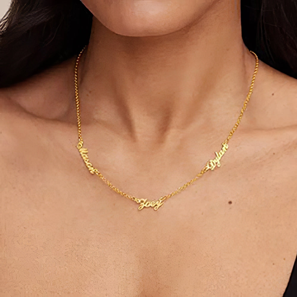 Triple Name Necklace – Personalized Custom Signature Necklace for Women