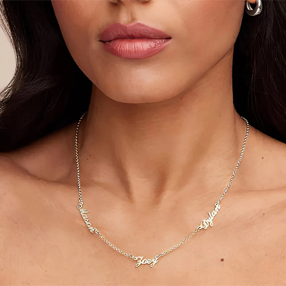 Triple Name Necklace – Personalized Custom Signature Necklace for Women