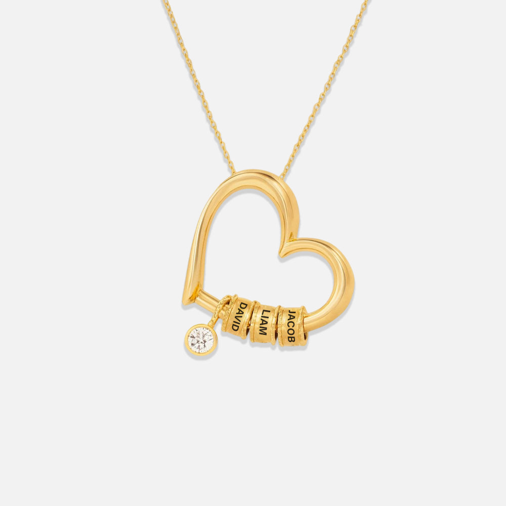 Custom Engraved Heart Necklace – Personalized Names for Mom or Best Friend