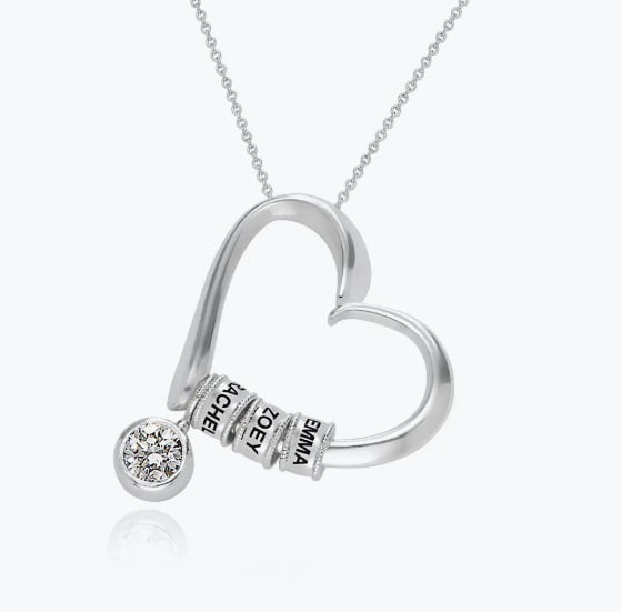 Custom Engraved Heart Necklace – Personalized Names for Mom or Best Friend