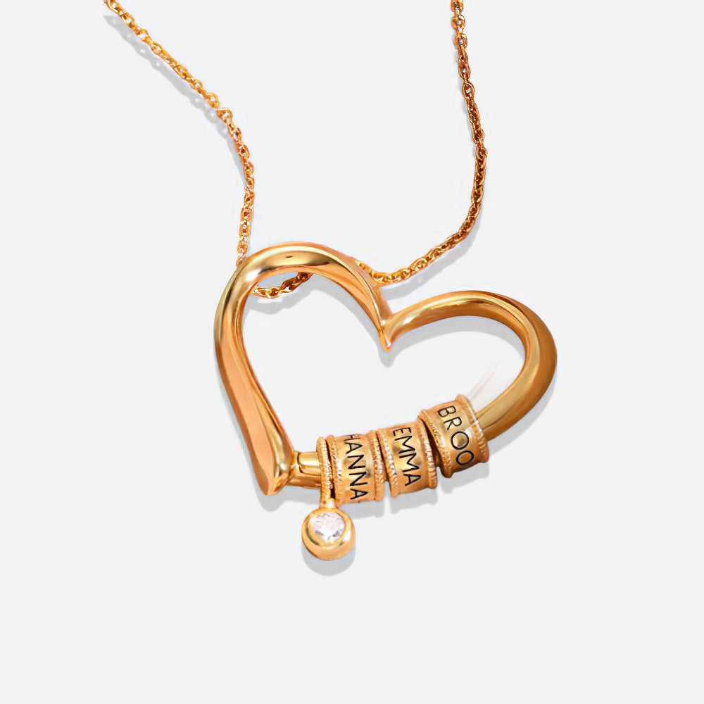 Custom Engraved Heart Necklace – Personalized Names for Mom or Best Friend