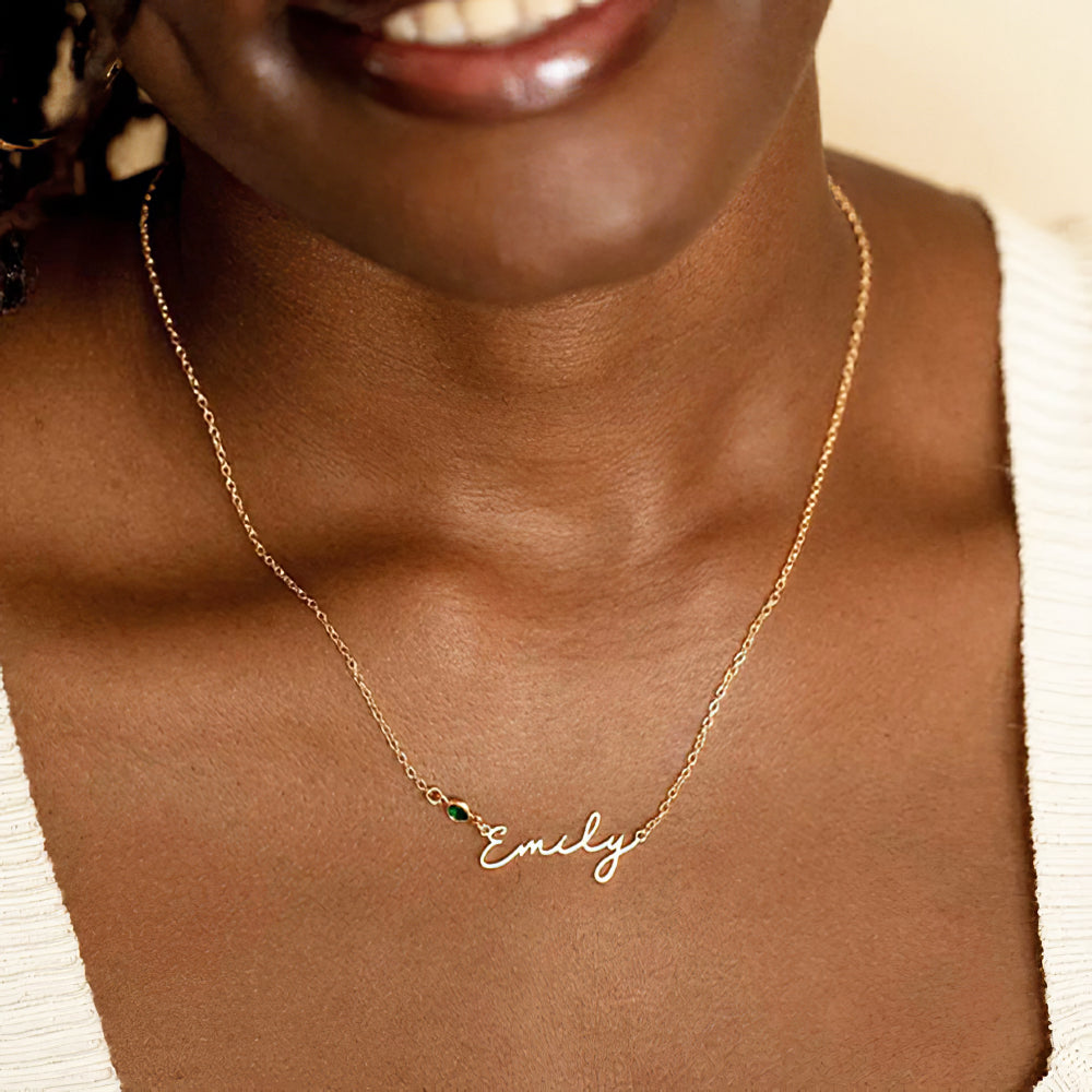 Handcrafted Gift for Her - Custom Name & Birthstone Necklace