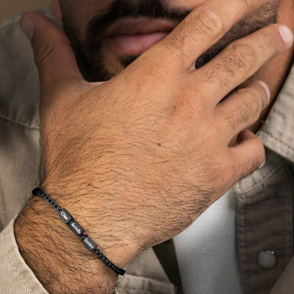 Men’s Personalized Engraving Bracelet – Stainless Steel Custom Plate