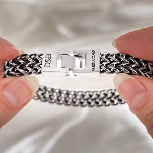 Men’s Personalized Stainless Steel Bracelet – Custom Engraving Gift