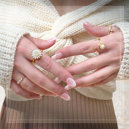 Sunflower Anti-Anxiety Fidget Ring – Elegant Spinner Ring for Calm & Focus