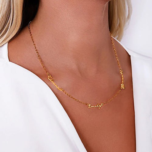 Triple Name Necklace – Personalized Custom Signature Necklace for Women